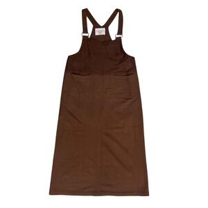 Carol Anderson Collection Petite Brown Pinafore Jumper Dress‎ Suede Like Midi L